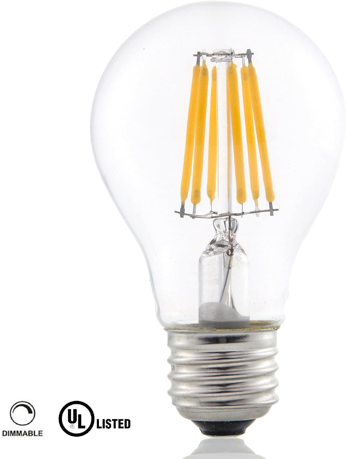 GMY Lighting Led Light Bulb A19 60W Equivalent 6.5W E26 Filament 2700K Warm White