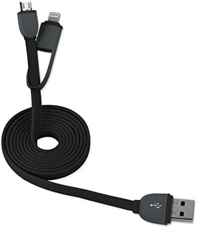 Reiko 39" 2IN1 USB Data Cable for 8-PIN And MICRO-USB Devices - Retail Package -Black