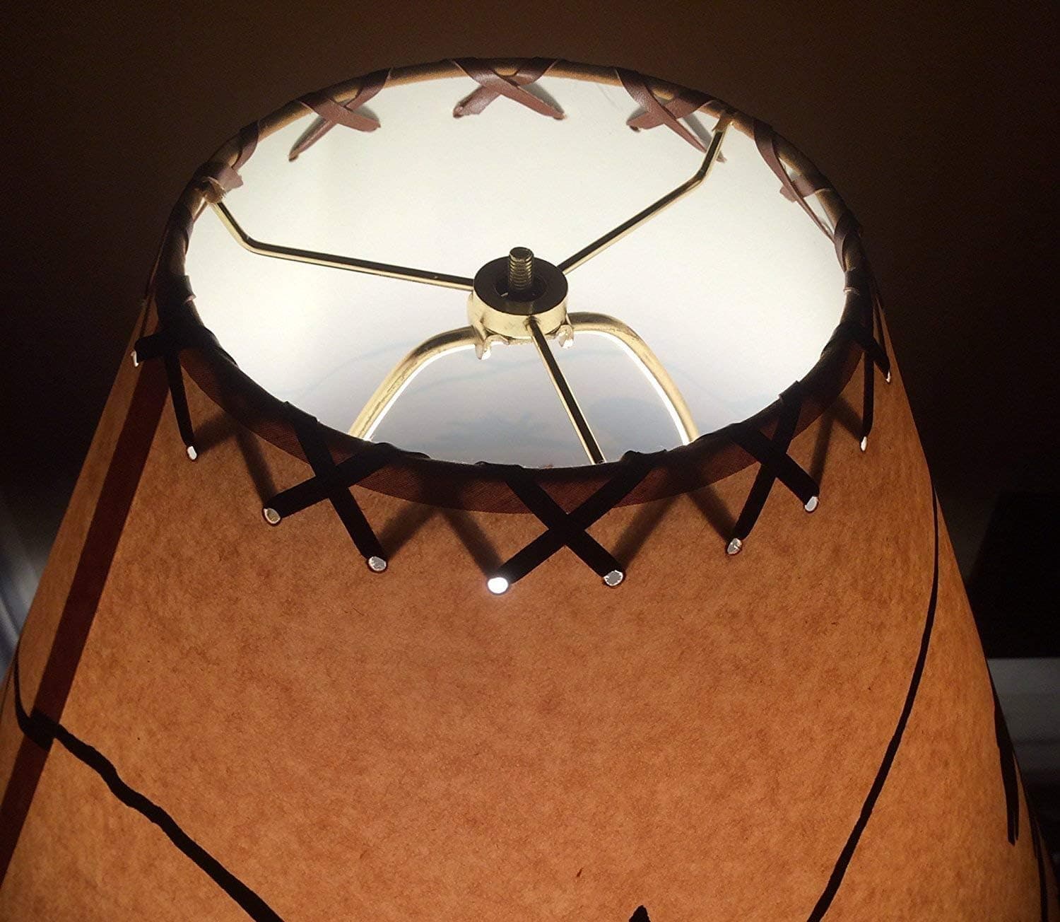 14 inch Wide x 10 Inch High Double Laced Rustic Lamp Shade. Click on Photos for Sizing and Style Info