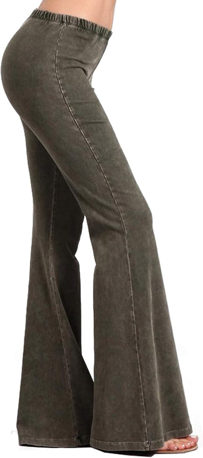 Zoozie LA Women's Bell Bottoms Flared Yoga Stretch Pants Tie Dye High Waist