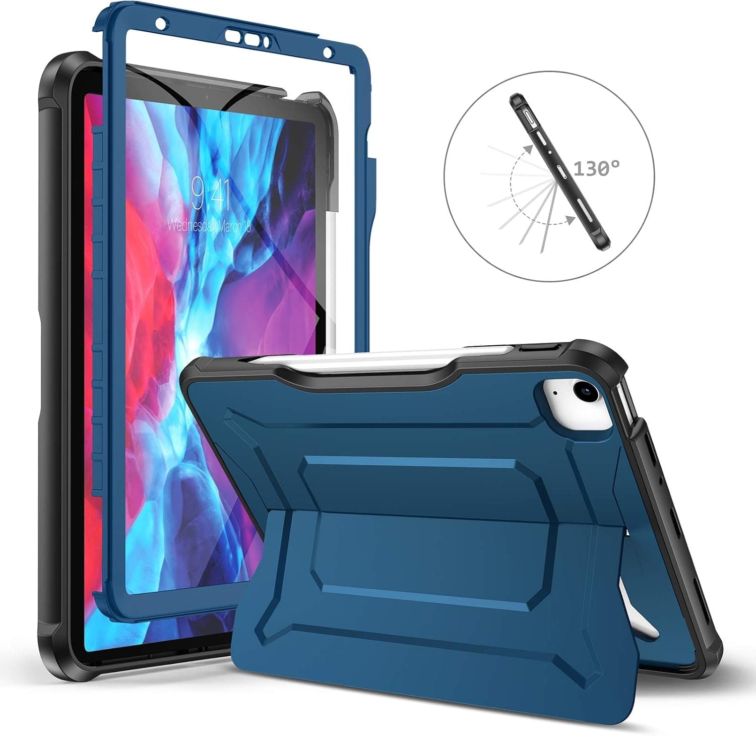 Youtec iPad Pro 11 2020& 2018 Case with Screen Protector [Support 2nd Gen Pencil Charging] iPad pro 11 inch Protective Shockproof Heavy Duty Rugged Case Cover with Kickstand for iPad Pro 11 2020& 2018