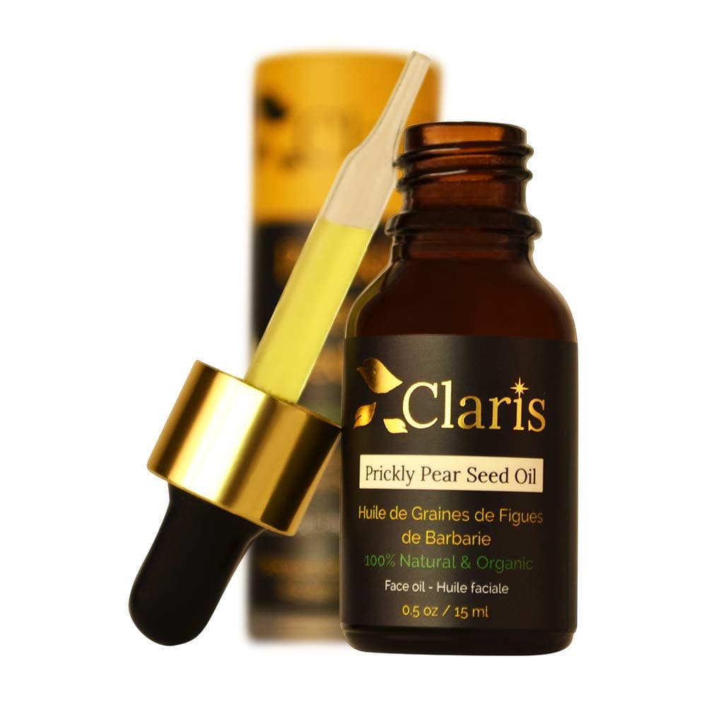 CLARIS Prickly Pear Seed Oil Organic Cold Pressed Barbary Fig Oil Cactus Oil Moisturizer 100% Pure Face Oil Dark Circles Serum de semilla de Tuna (Higo Chumbo) Nopal Oil Cactus Facial Oil (1oz/30ml)
