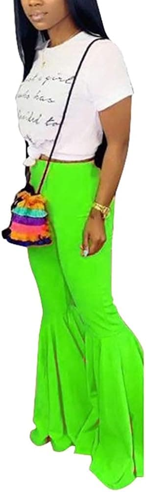 VOIKERDR Women's Bellbottoms Pants for Women Loose Stretch Wide Leg High Waisted Long Pants Plus Size