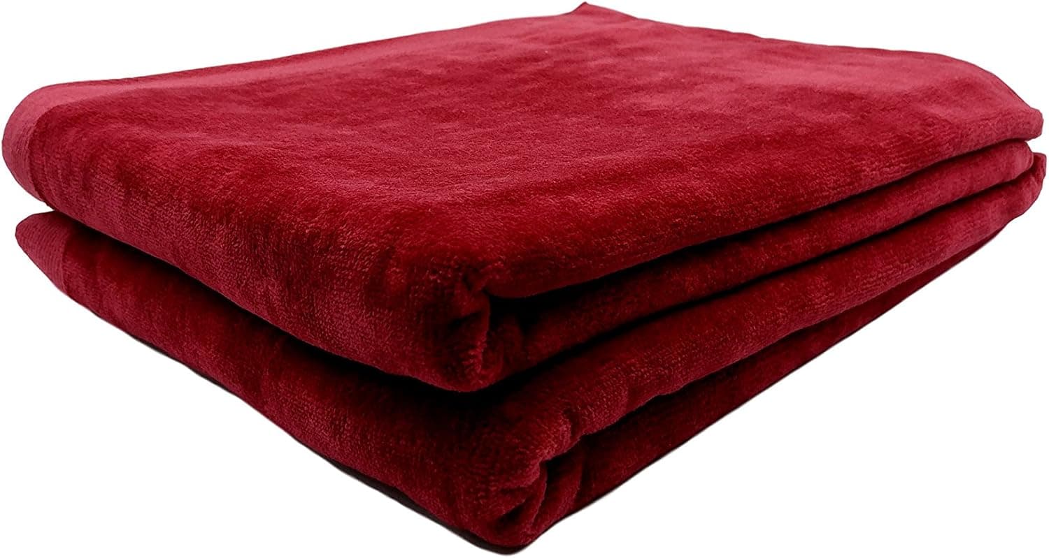 BY LORA Terry Cotton Beach Towels, Burgundy, Set of 2