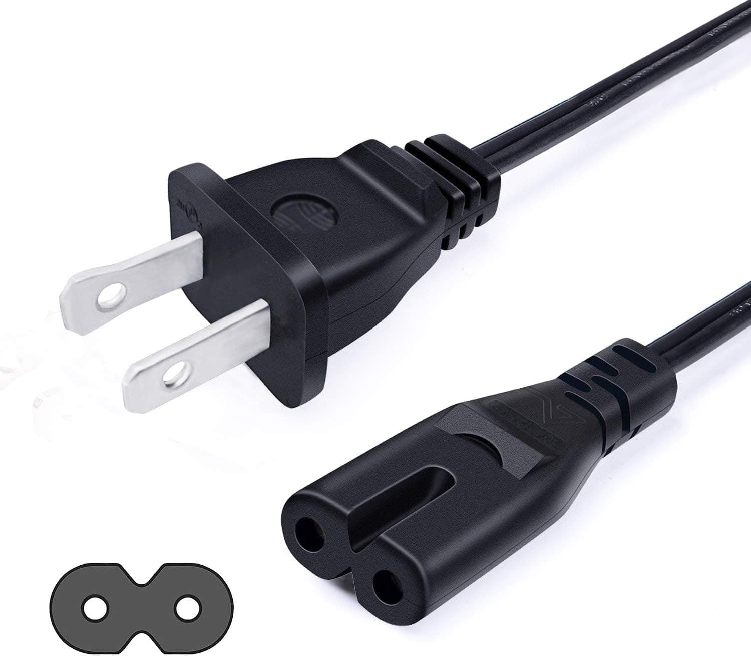 UL Listed 2 Prong Power Cord for HP Envy 6055 4500 5530 4502 3056A 4500 114 5530e 4501 Pro 6455 Printer AC 2 Slot Power Cord Cable Replacement