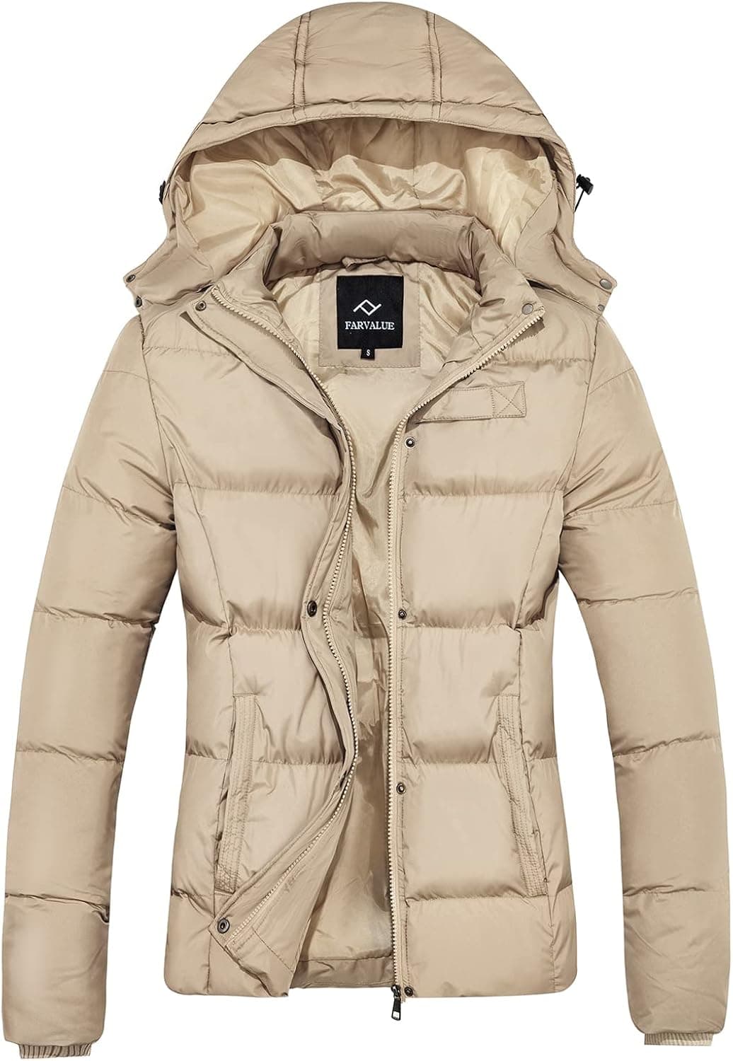 FARVALUE Women's Winter Coat Thicken Puffer Jacket Warm Bubble Coat with Removable Hood