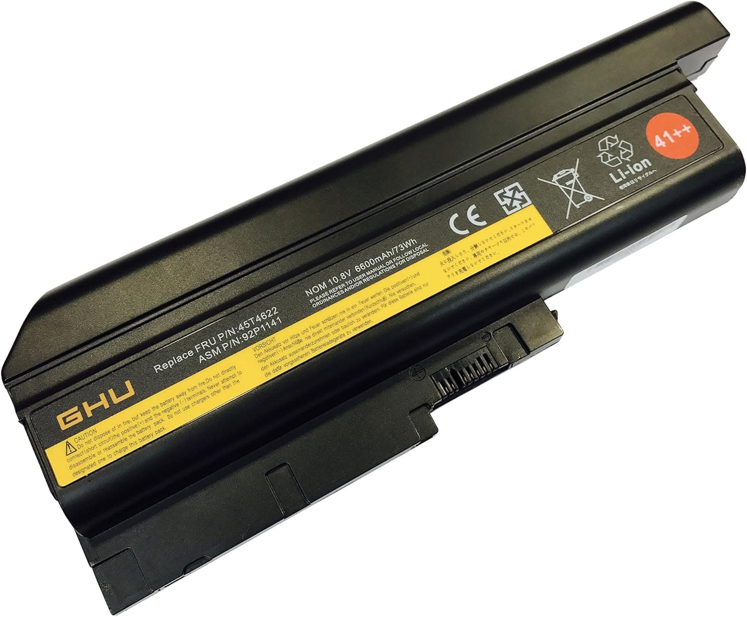 GHU New Laptop Battery 41++ Replacement for 40Y6795 92P1137 92P1141 40Y6797 Compatible with Lenovo Thinkpad T60 R60 T60p W500 42T4504 42T4511 42T4620 42T4621 92P1133 92P1139 92P1141 40Y6799 42T4619