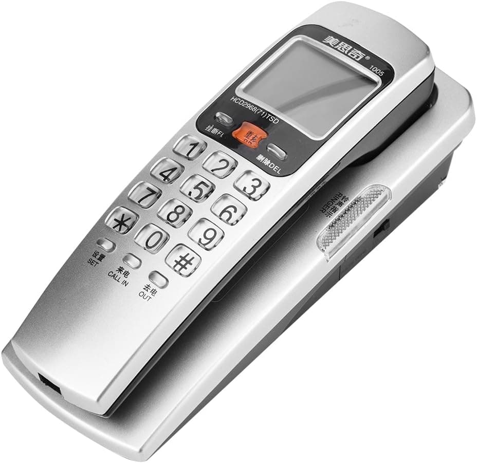 Trimline Corded Landline Phones with Caller ID & Backlit Dial, 30 Group Call Number Storage Inquiry, Crystal Big Button Fashion Extension Telephone for Home Office(Silver)