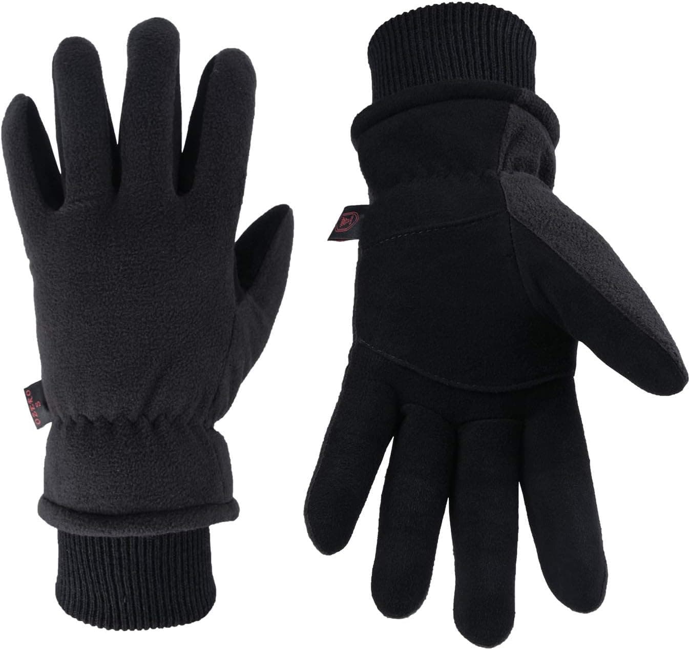 OZERO Winter Gloves -30°F Cold Proof Deerskin Suede Leather Insulated Water-Resistant Windproof Thermal Glove for Driving Hiking Snow Work in Cold Weather - Warm Gifts for Men and Women