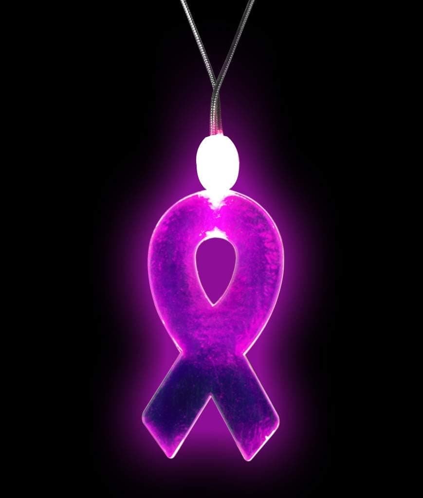 Fun Central O756 LED Breast Cancer Awareness Pink Ribbon Necklace - Light Up Necklace for Kids & Adults