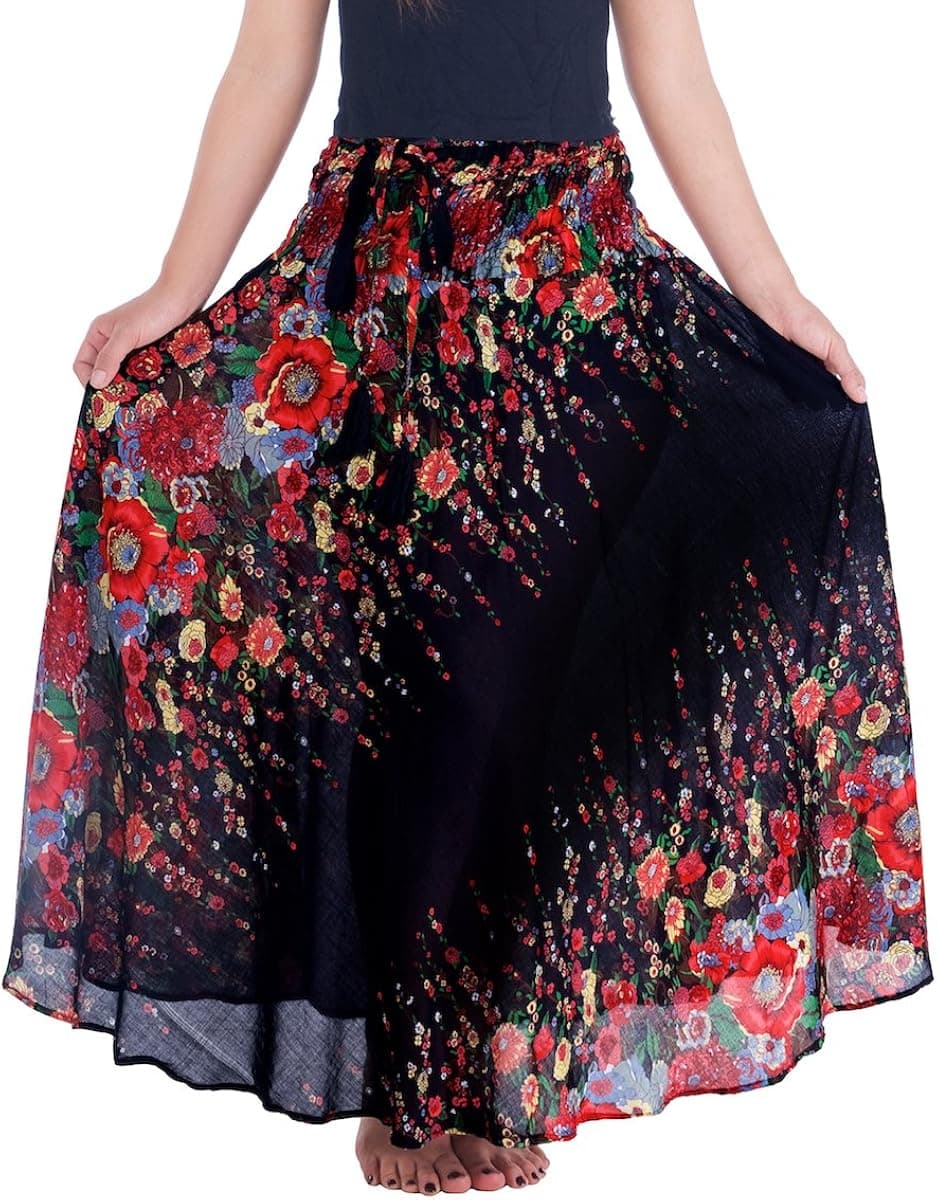 Lannaclothesdesign Women's Long Maxi Skirt Bohemian Gypsy Hippie Style Clothing Boho Skirts