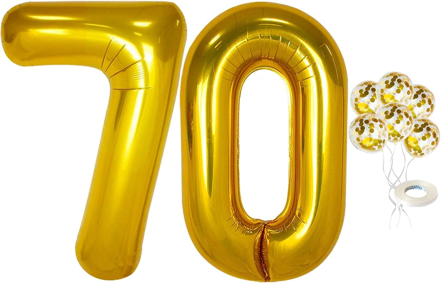 Large Gold 70 Balloon Numbers – Big 40 Inch | Gold Confetti Latex Balloons and 70th Birthday Gold Balloons | Gold Number 70 Balloons for 70 Birthday Party Decorations | 70th Birthday Party Decor