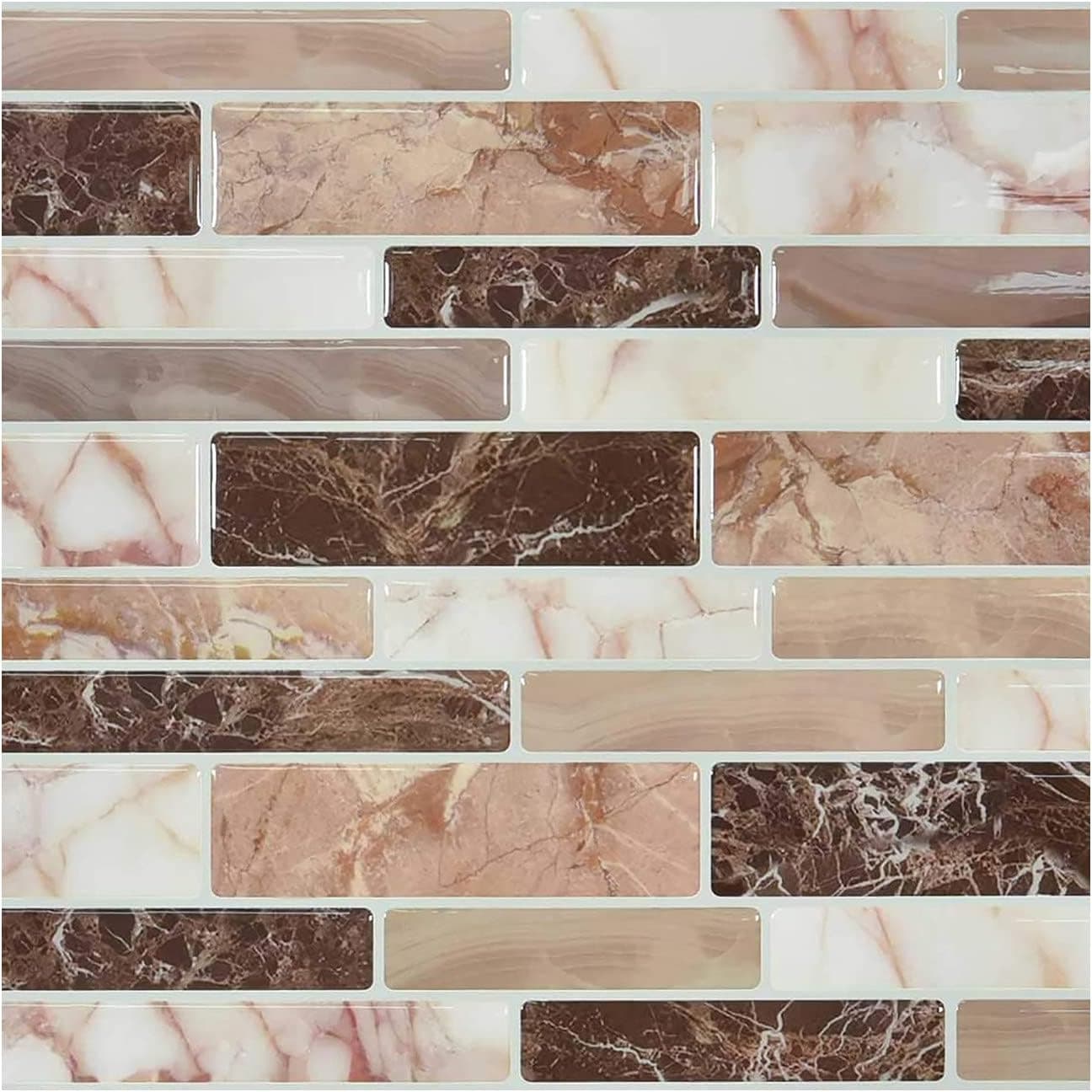 10-Sheet 3D Mosaic Peel and Stick Tile Backsplash, 3.94 X 3.94 inches ( 10 X 10 cm) Tile Stickers, Self Adhesive Decorative Sticker Wall Home Decor, Removable Wallpaper for Kitchen Bathroom (22)