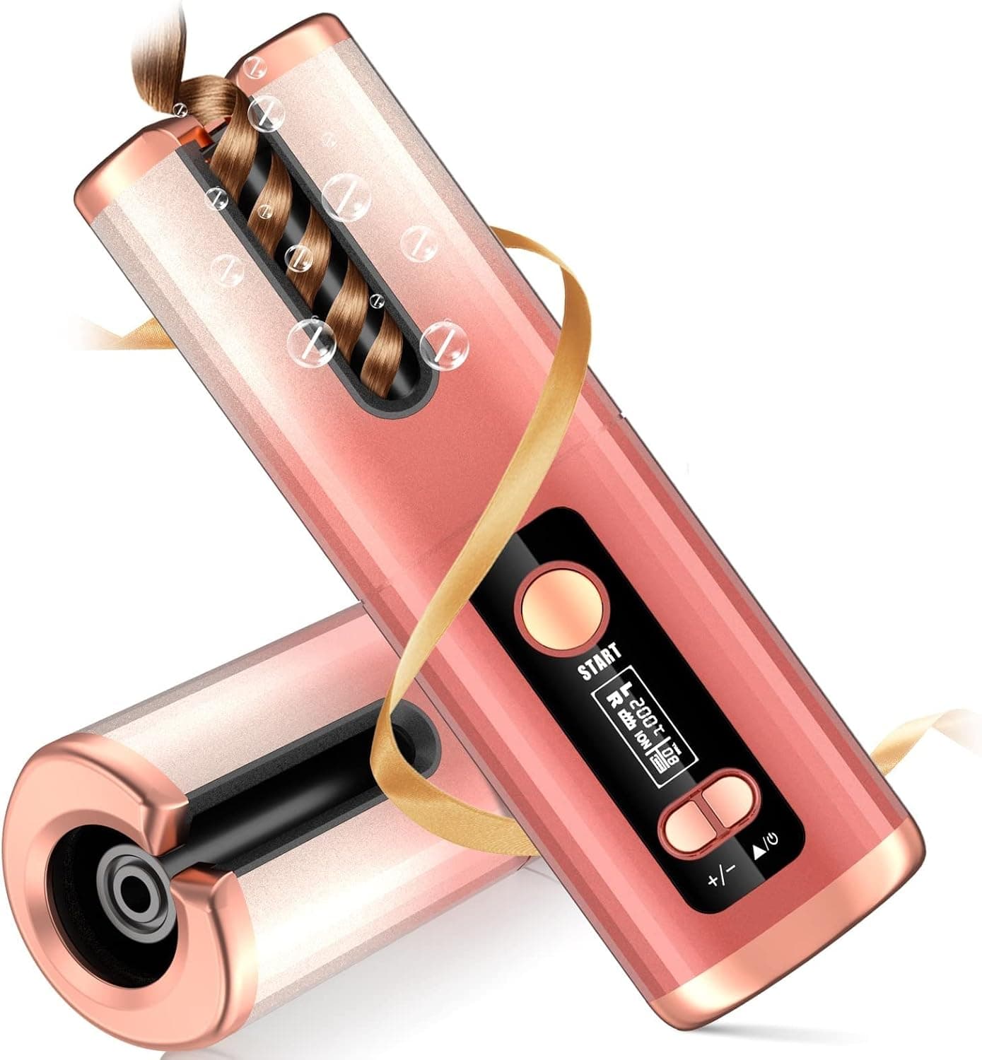 Automatic Curling Iron, Cordless Auto Hair Curler, Rechargeable Rotating Curling Iron Wand, Adjustable Temp & Time, Anti-Scald & Anti-Tangle, Portable Travel Hair Styling Tool