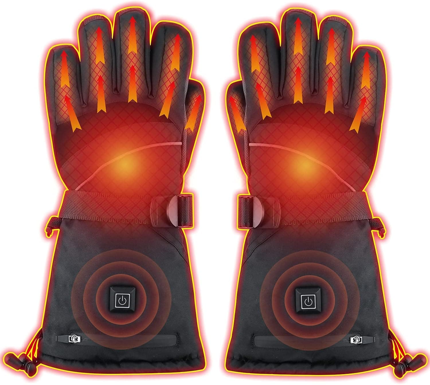PLYFUNS Heated Gloves, Winter Gloves for Men Women 3 Adjustable Heating Temperature Waterproof Warm Gloves for Hiking/ Fishing/ Skiing/ Camping and Winter Outdoor Sports(L) Black