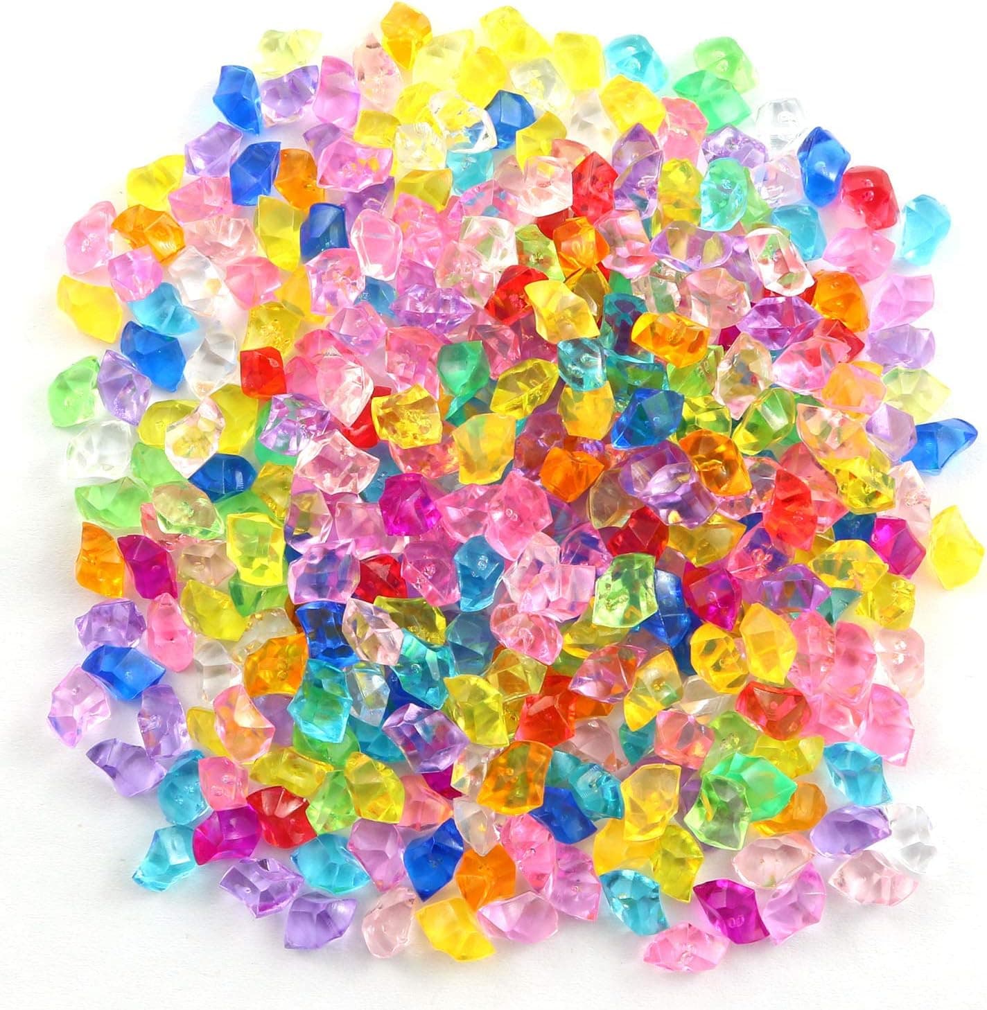 Youliang 1000pcs Fake Crushed Ice Rocks Decorative Plastic Ice Cubes Simulation Ice Blocks Vase Fillers for Home Party Wedding Decorations(Mixed Color)