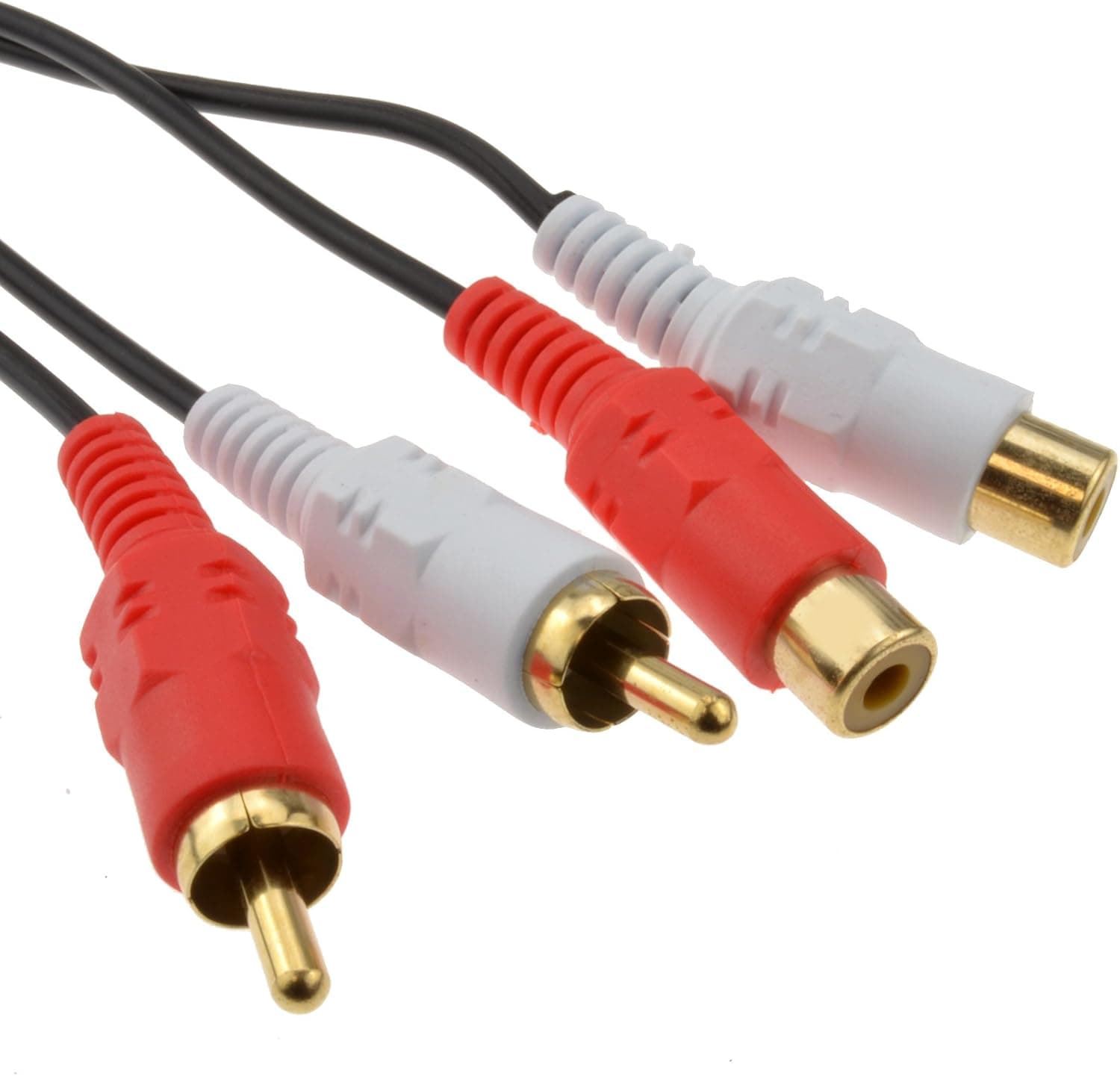 kenable RCA Phono Twin Plugs to Sockets Extension Cable Audio Lead Gold 1m (~3 feet)