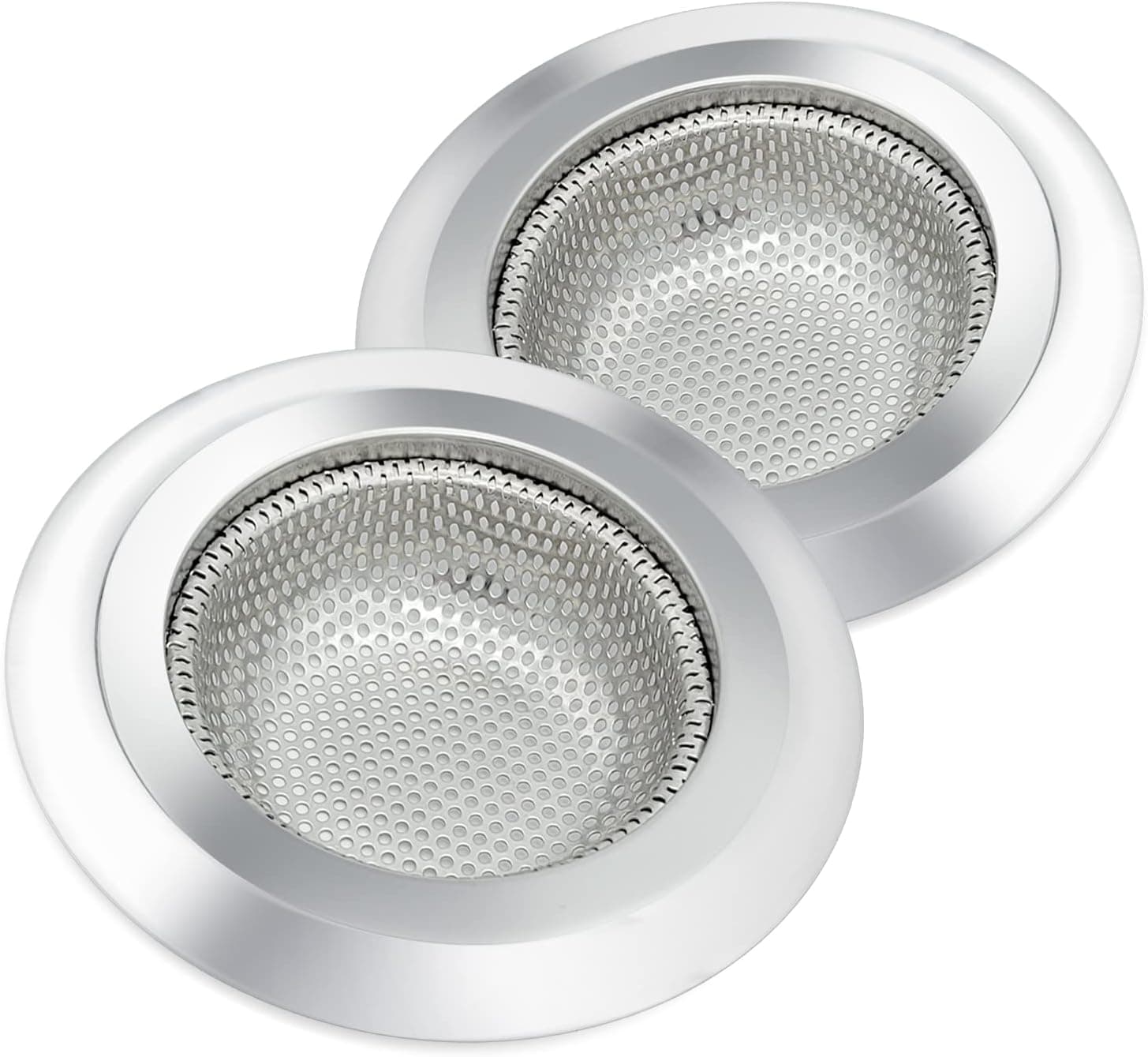 SARJ 2Pcs Sink Strainer - 4.5inch Wide Rim - Rust-Free Stainless Steel Drain Filter for Kitchen to Prevent Clogging - Dishwasher-Safe