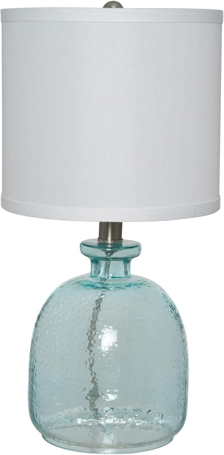 Catalina Lighting 20687-000 Textured Ocean Blue Glass Table Lamp, 18.25"H