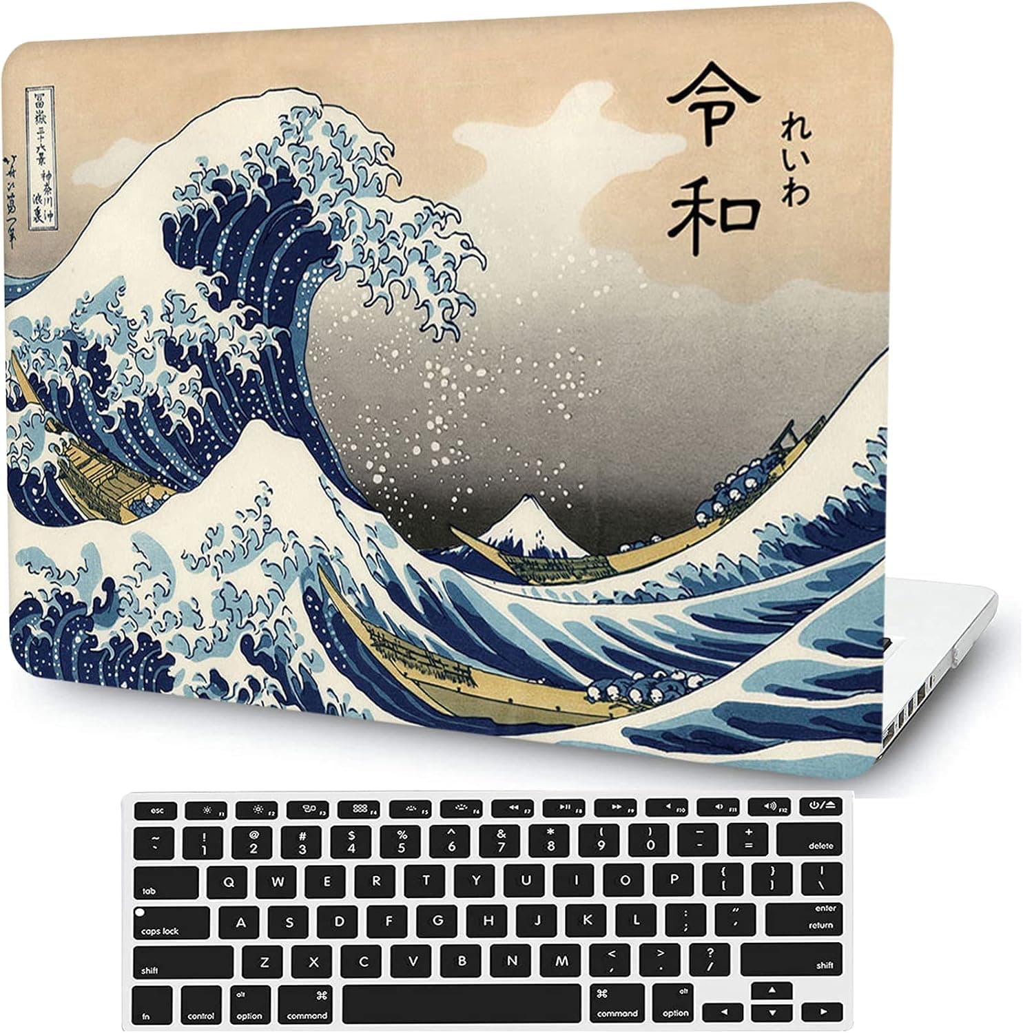 Japan Wave Hard Case Compatible with MacBook Air 13 Inch Case 2017 2016 2015 2014 2013 2012 2011 2010 Release A1466/A1369, AMCJJ Kanagawa Plastic Laptop Hard Shell Cover & Keyboard Cover