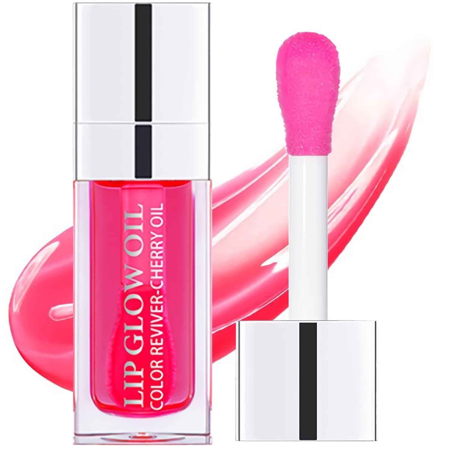 Plumping Lip Oil, Hydrating Lip Gloss Tinted Lip Balm Lip Care Transparent Toot Lip Oil, Lip Oil Tinted Non-Sticky Nourishing Long Lasting Repairing Lightening Lip Lines and Dry Lips(CHERRY)