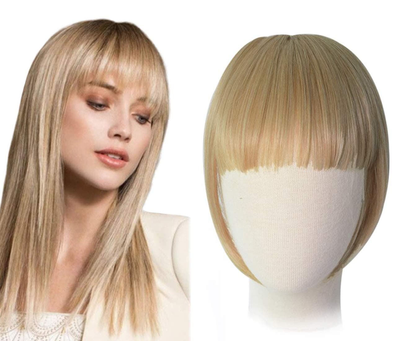 Fniise Fashion One Piece Clip in Hair Bangs-Natural Fringe Hairpieces-Hair Extensions- Hairpieces Color (27/613 Light Blond)