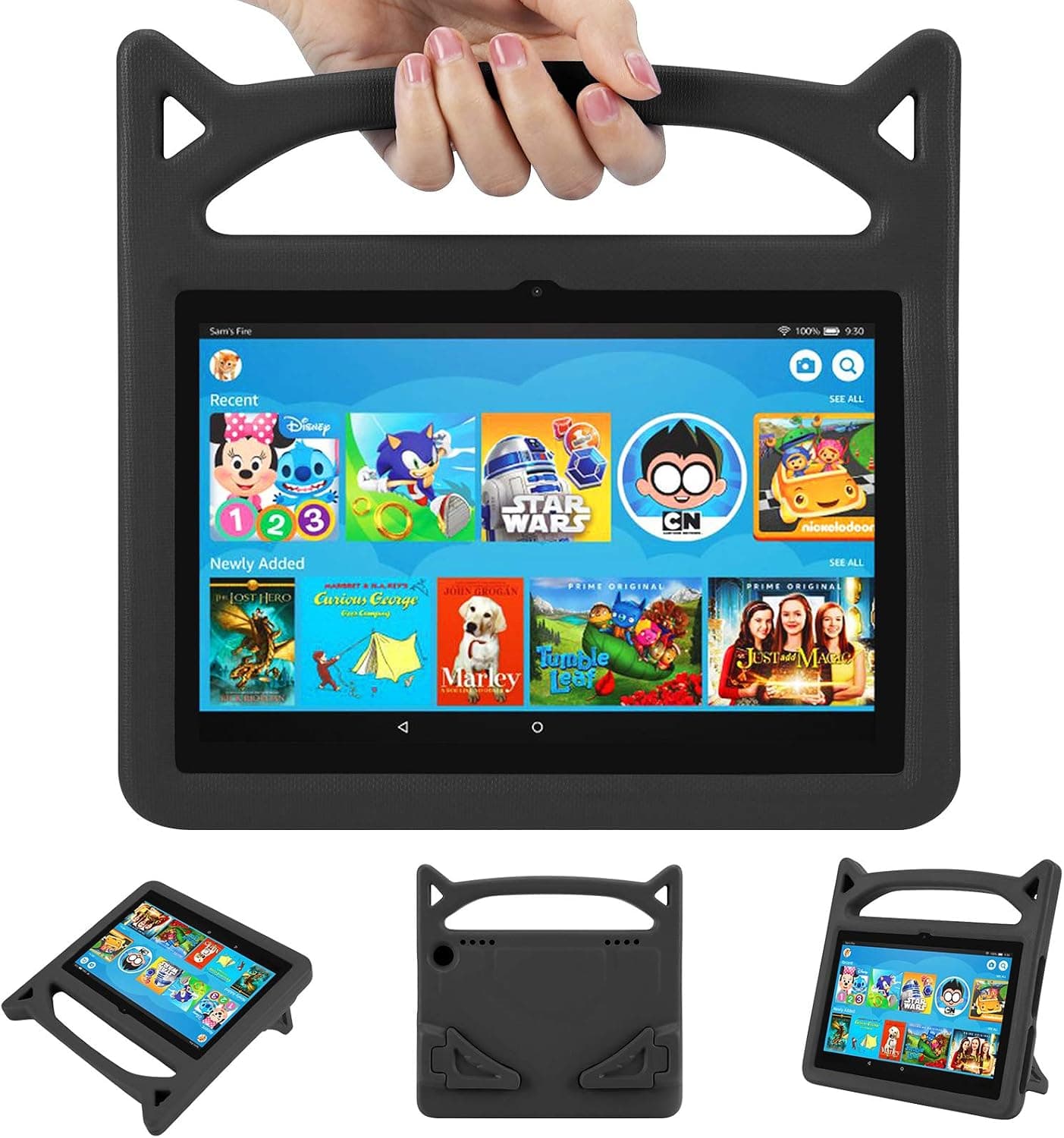 2022&2020 8 inch Tablet Case for Kids/ 8 Plus Case-Auorld Kids-Proof Light Weight Protective Case with Handle for 8 inch Tablet(Black)