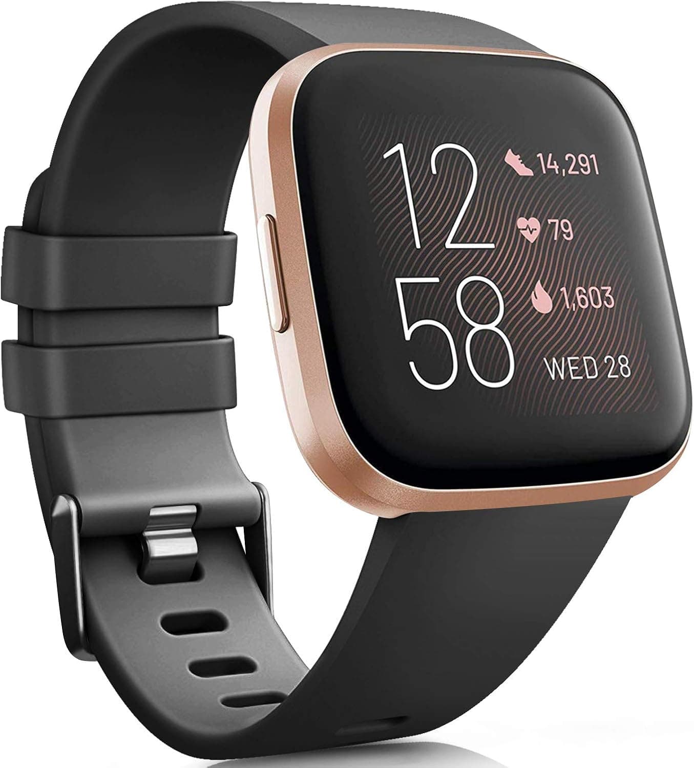 VANCLE Bands Compatible with Fitbit Versa Bands for Women Men Rose Gold Silicone Wristbands for Fitbit Versa Bands/Fitbit Versa Lite Bands/Fitbit Versa 2 Bands