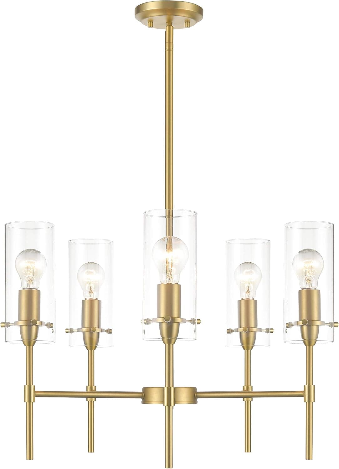 Light Society LS-C239-BB-CL Montreal Five-Light Chandelier, Brushed Brass/Clear