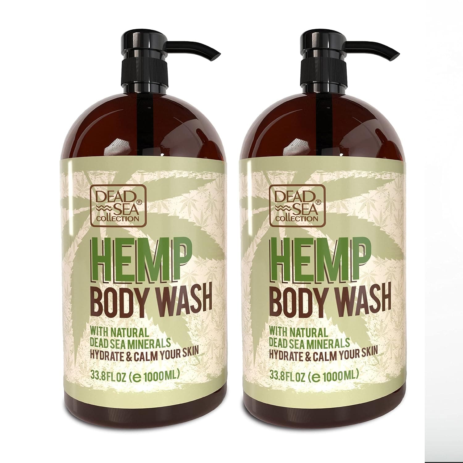 Dead Sea Collection Hemp Body Wash for Women and Men - Pack of 2 (67.6 fl. oz) - Cleanses and Moisturizes Skin - With Natural Minerals and Vitamins Nourishing Skin