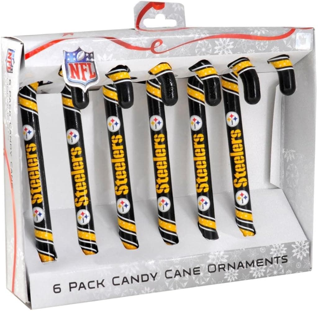 FOCO NFL Pittsburgh Steelers Candy Cane Ornament Set