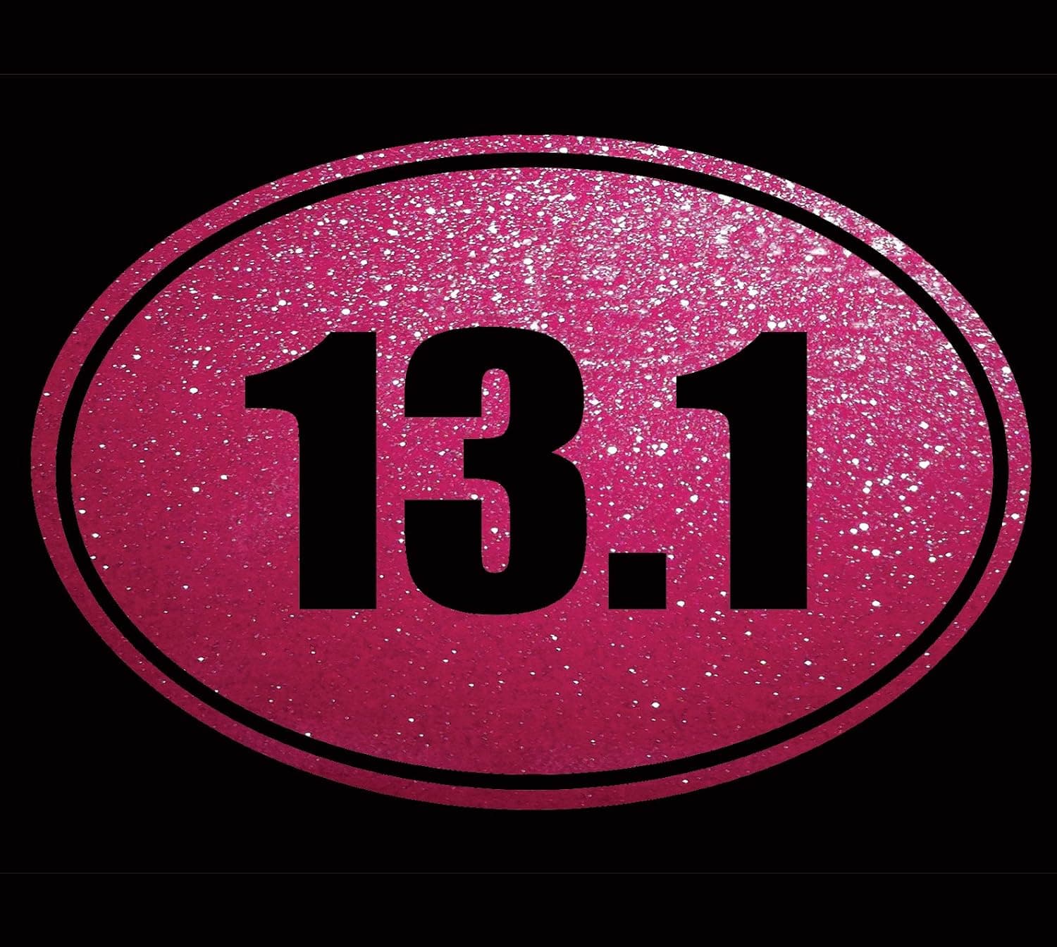 ABC DECALS Euro Oval Cross Country Distance Running Runner Race Run 13.1 Half Marathon Car Decal Vinyl Wall Sticker (4"x6") (Glitter Pink)