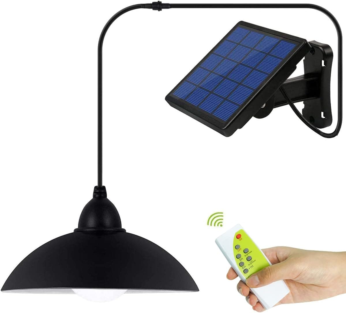 Solar-Lights Outdoor-Lamps Waterproof Solar-Pendant Path-Lights - Remote Control, 3 Brightness, 2H/6H Timer, Decorative Light with 16.4Ft Long Cord, for Porch, Shed, Barn (Cold White), Cool White