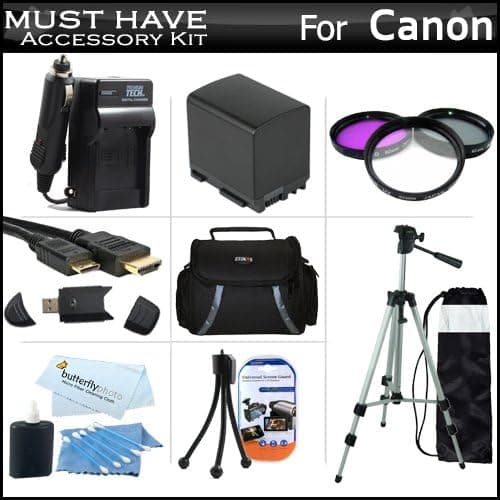 Must Have Accessory Kit For Canon VIXIA HF M41, M40, M400 HD Camcorder Includes Extended (2100Mah) Replacement BP-819 Battery + Ac/Dc Travel Charger + Deluxe Case + Mini HDMI Cable + 50" Tripod w/Case + 3PC Filter Kit (UV-CPL-FLD) + USB SD Reader + More
