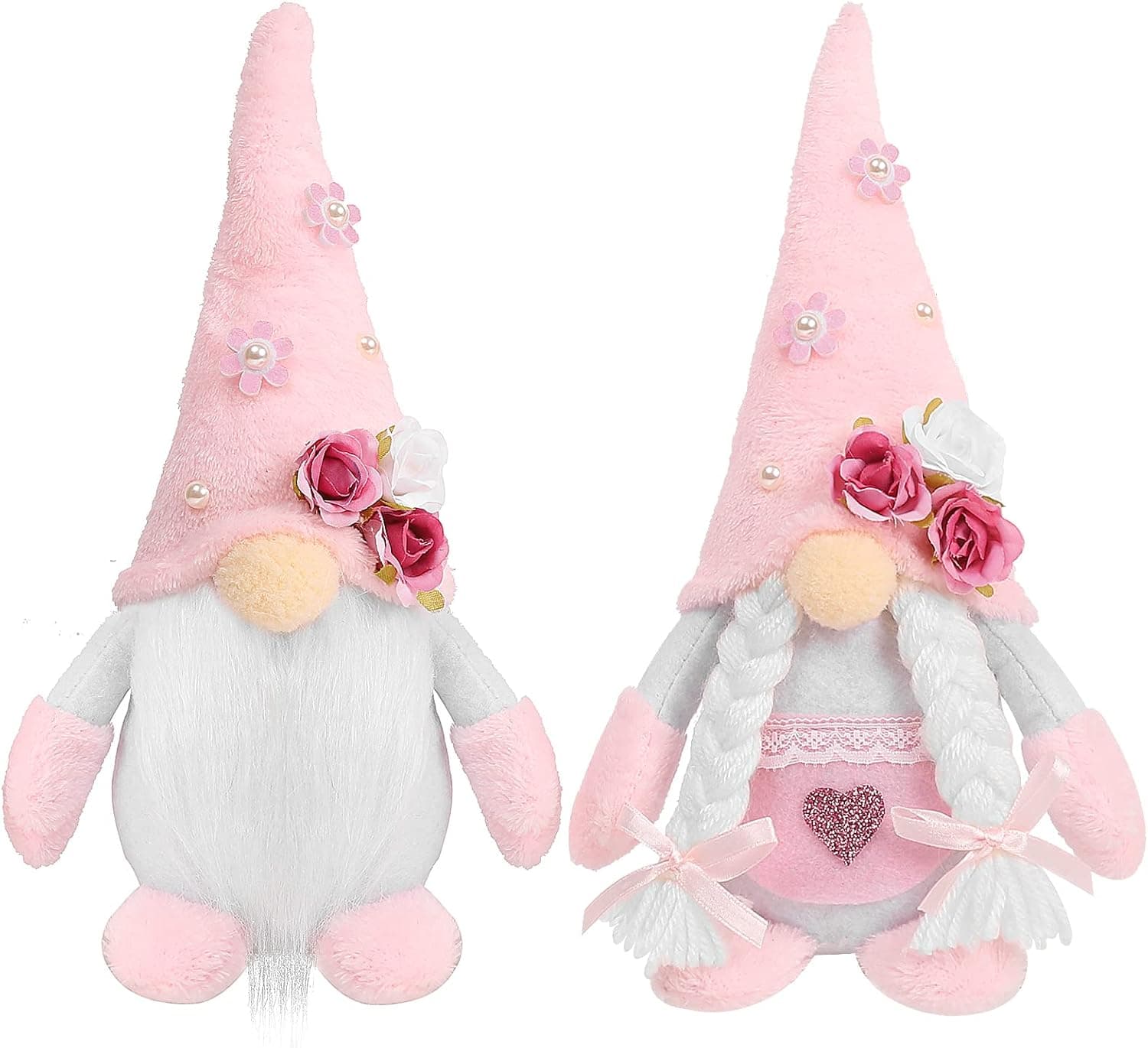 CRCZK Flower Gnome Decoration, Handmade Swedish Tomte Nordic Plush Elf Doll Gnome for Valentine, Easter, Wedding Party,Birthday, Chritsmas Holiday Home Decor