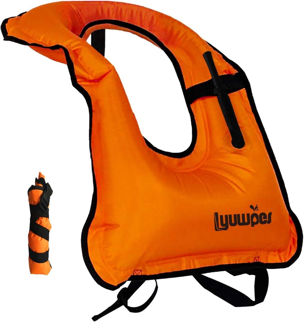 Inflatable Snorkel Vest Adult Snorkeling Jackets Free Diving Swimming Safety Load Up to 220 Ibs