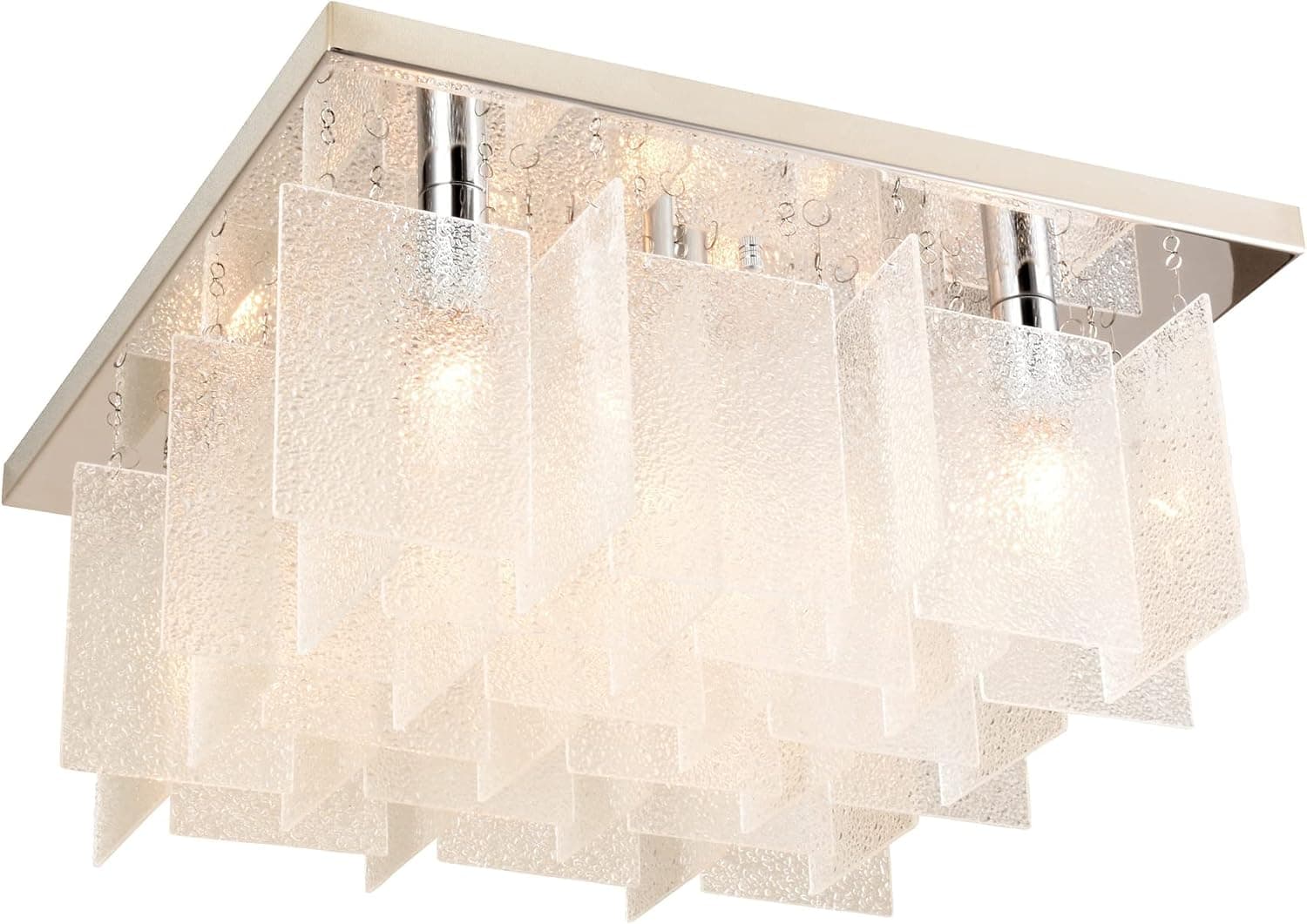 ALICE HOUSE 18.1" Modern Ceiling Light, Chrome Finish, 8 Light Glass Flush Mount Light for Living Room, Dining Room, Bedroom, Kitchen, Home Office AL2832-S8