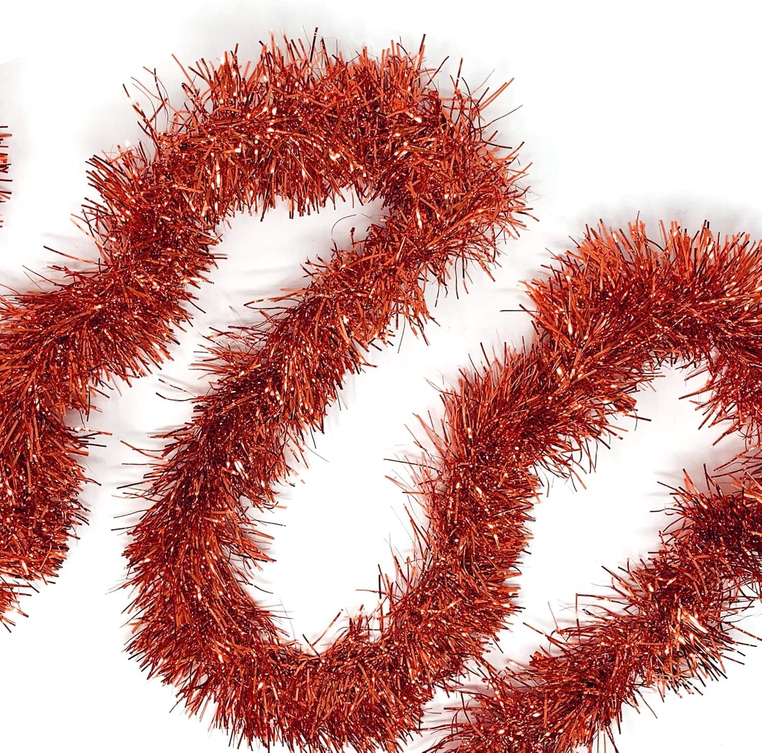 Allgala 50 Feet Christmas Foil Tinsel Garland Decoration for Holiday Tree Walll Rail Home Office Event-Red-XG93205