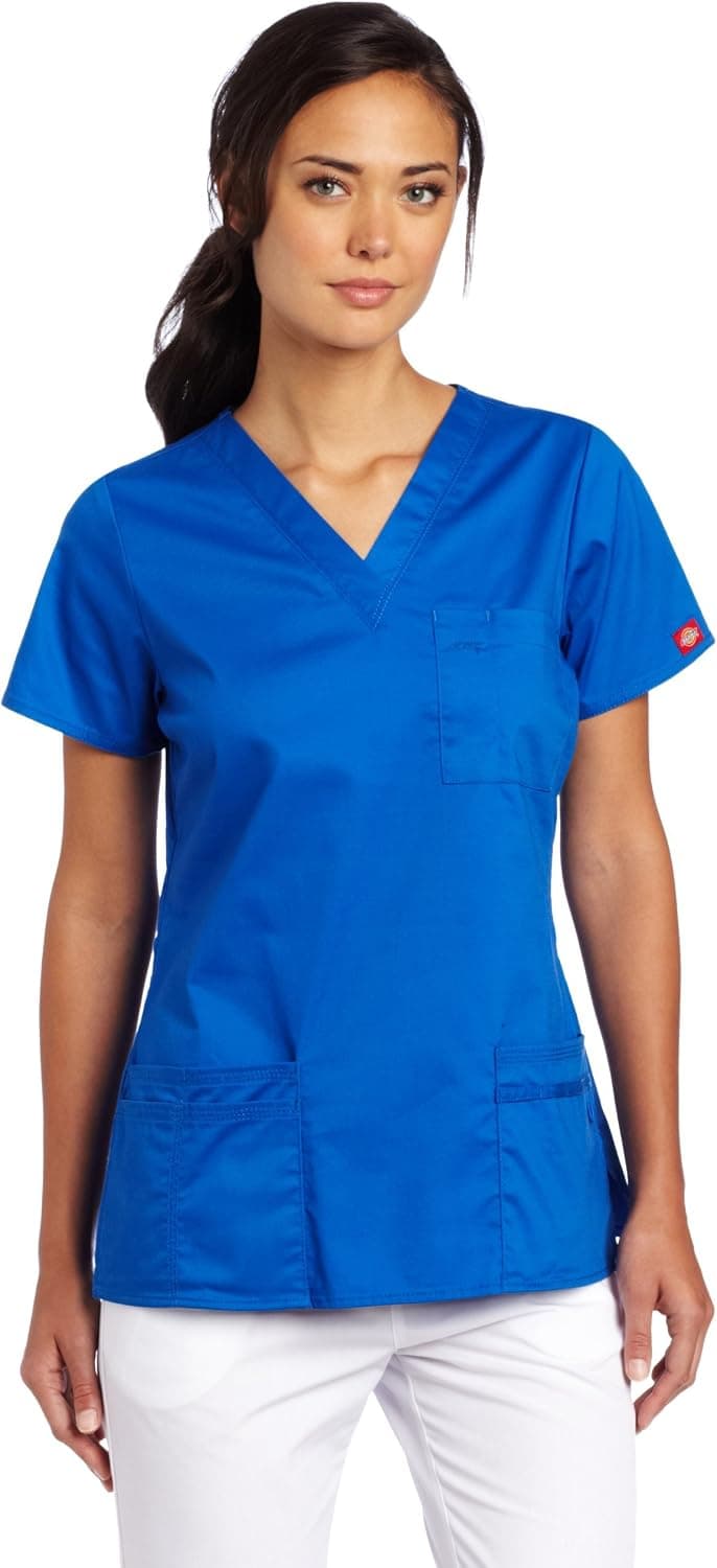 Dickies Scrubs Women's Gen Flex Junior Fit Solid Stitch V-Neck Top