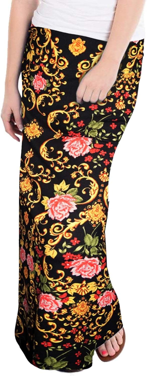 Hybrid & Company Women Versatile Fold Over Waist Maxi Skirt/Convertible Dress