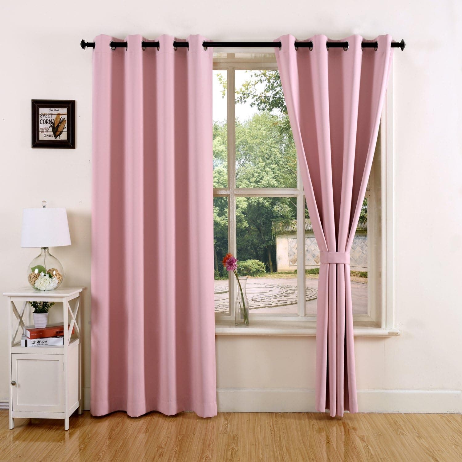 YOJA Thermal Insulated Grommet Blackout Curtains Light Pink Drapes,52" Wx84 L(2 Panels/Set)