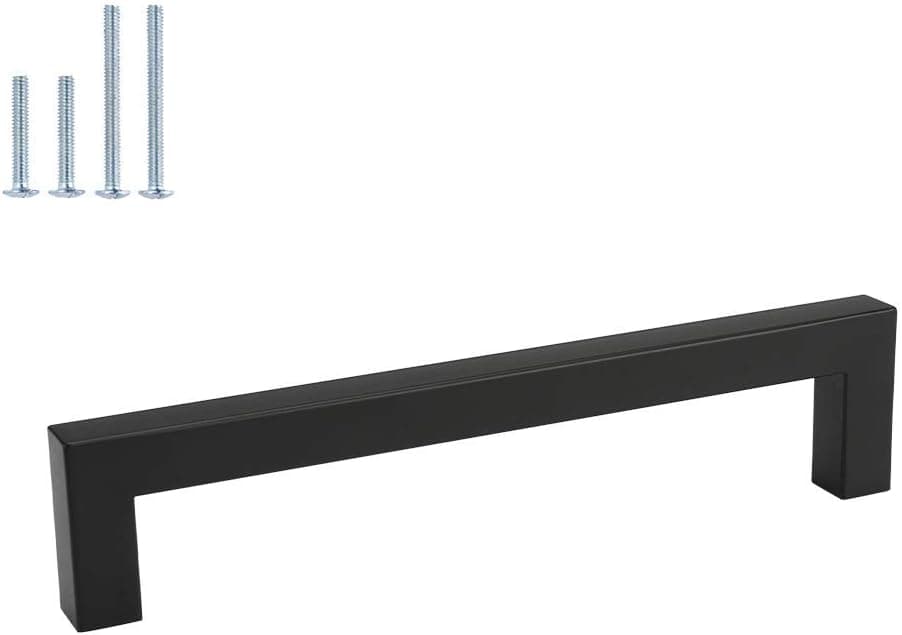 homdiy 30 Pack 6-1/4 Inch Black Cabinet Pulls Square Black Drawer Handles - Matte Black Kitchen Cabinet Hardware Bar Handles for Cabinets,Cupboard,Bathroom