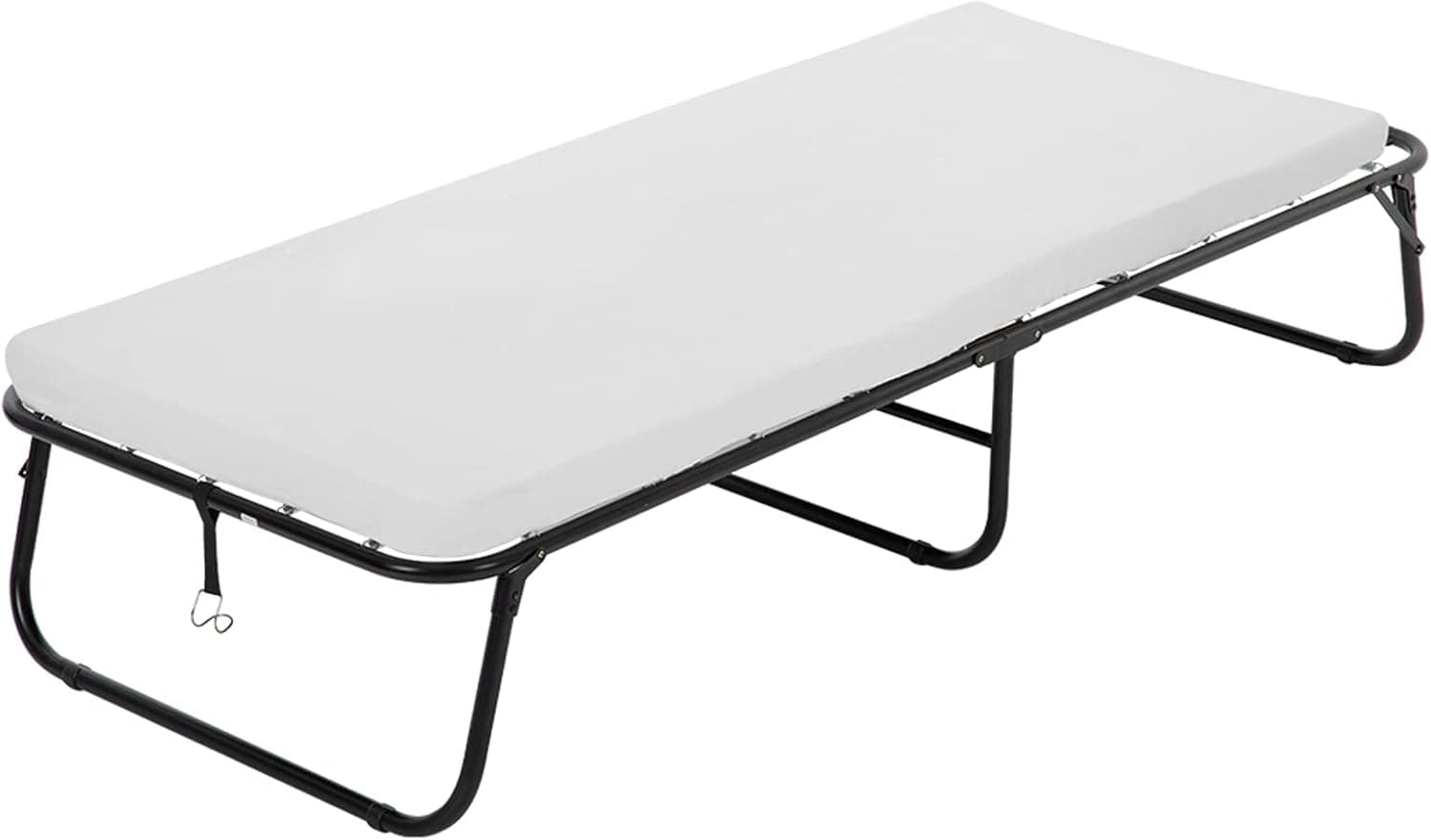 Folding Bed Guest Rollaway Bed Frame with 3 Inch Comfort Foam Mattress Heavy Duty 300Lbs Capacity Twin Size Bed Extra Portable Flodaway Camping Cots for Adults, Kids