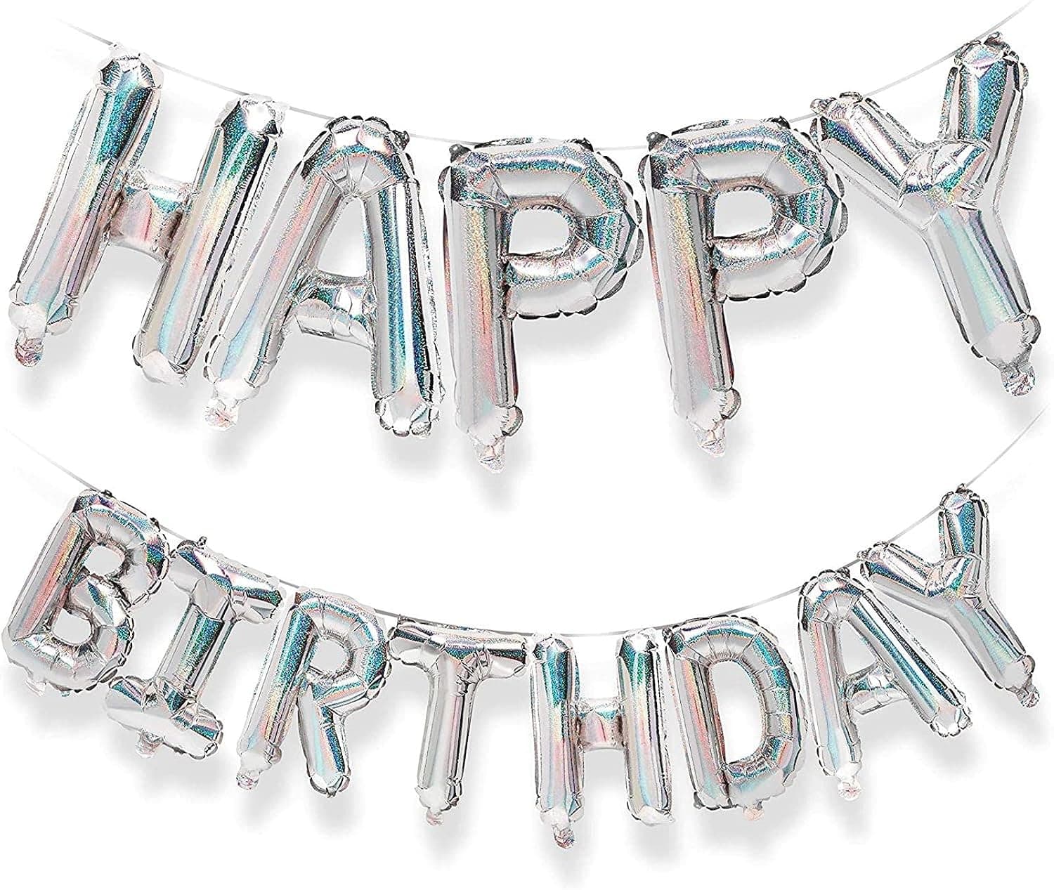 Blue Panda Happy Birthday Balloon - Holographic Foil Party Balloons - 16 inches
