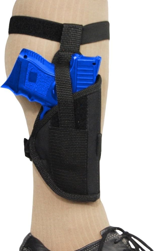 Barsony New Black Nylon Ankle Holster for Compact, Sub-Compact 9mm 40 45