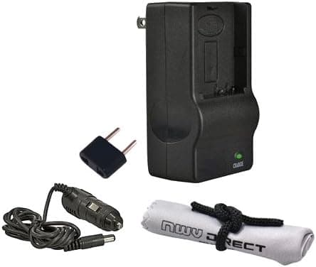 Off Camera Rapid Charger for JVC BN-VF800 Series Battery (Alternative for JVC AA-VF8US) + Nwv Direct Microfiber Cleaning Cloth.