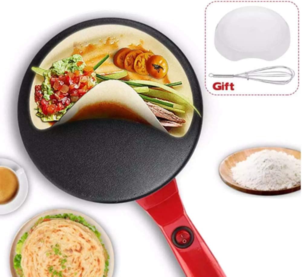 8" Electric Crepe Maker, Portable Crepe Maker Cordless Crepe Pan Maker Griddle Crepe Pan with Non-Stick Coating for Crepes, Blintzes, Pancakes, Bacon, Tortillas
