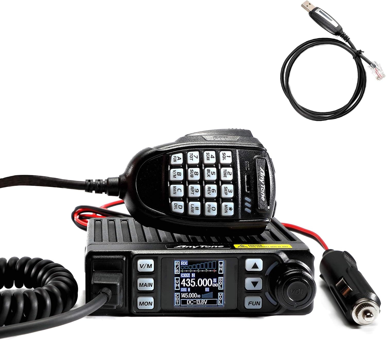 AnyTone Mobile Radio AT-779UV Long Range Transceiver 20W Dual Band 144-148/420-450mhz Mini Scanning Receiver with/F Cable