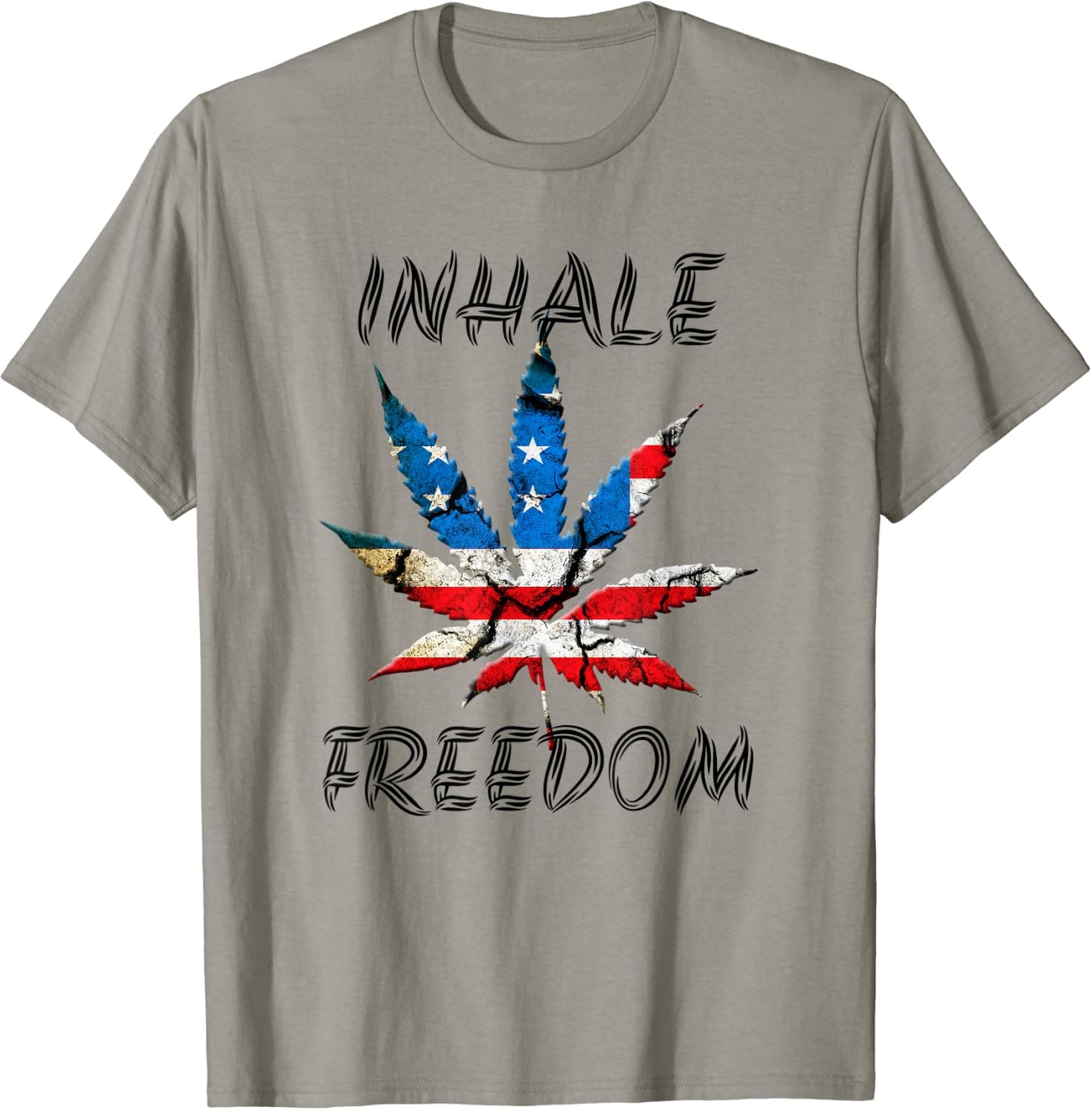 Inhale Freedom Leaf Plant Flag red black blue t shirt