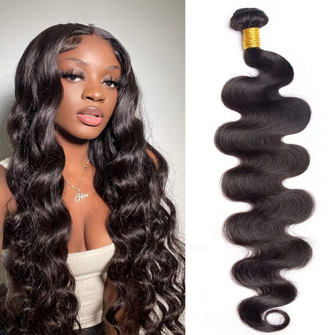 10A Brazilian Human Hair Bundles Body Wave 16 inch Single Bundle Virgin Hair Bundles Body Wave Bundles Human Hair 100G Natural Black Hair Extensions